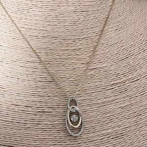 IGI AUTHENTIC 14K YELLOW/WHITE GOLD & DANCING DIAMOND CENTER NECKLACE